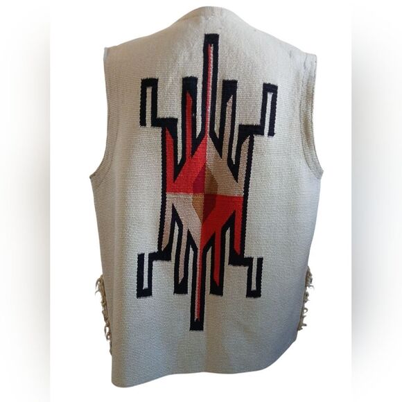 Authentic Chimayo  Hand Woven Publeo Indian Vest Vintage From 1940s - Picture 10 of 11